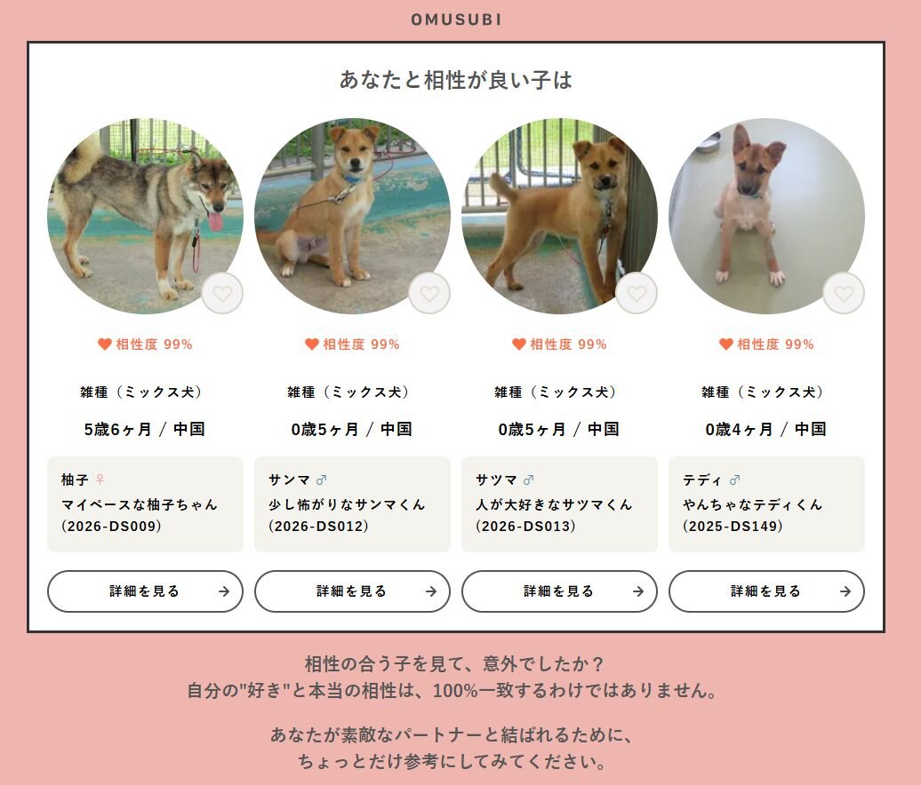 ペトコトお結びの相性診断機能