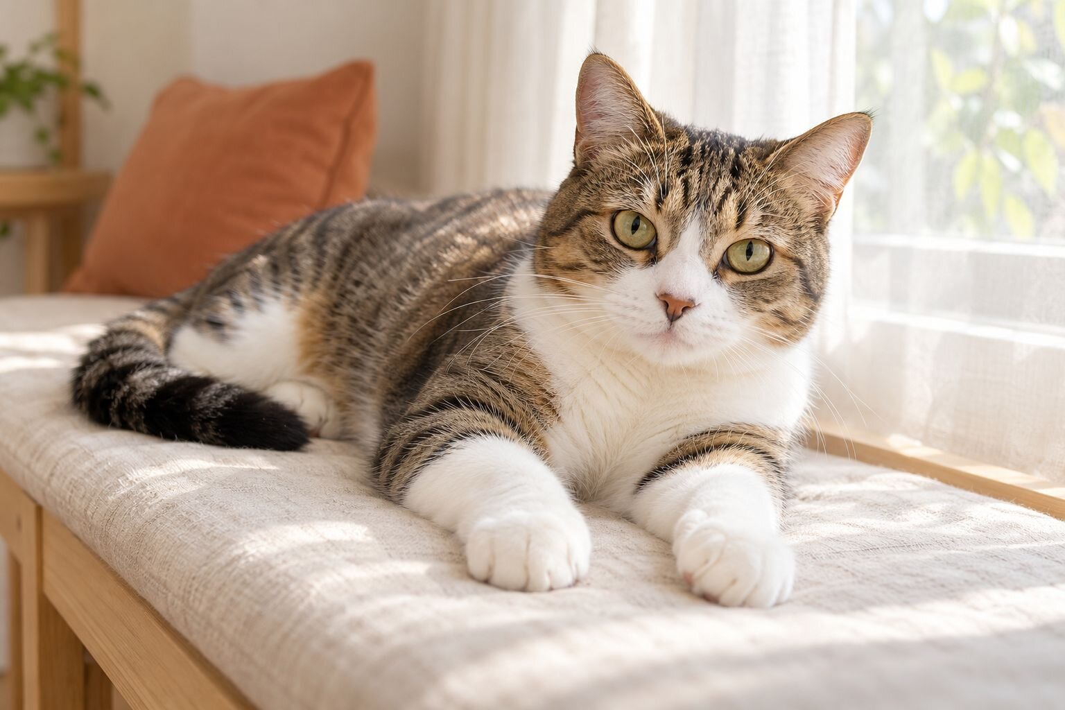 窓辺でくつろぐ猫