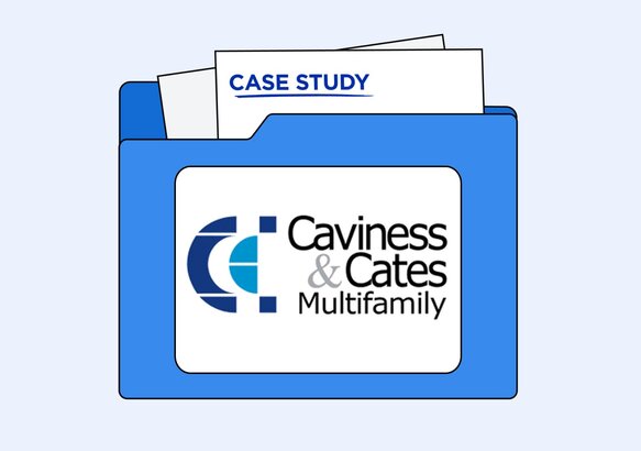 Case study folder with client logo on front: Caviness and Cates Multifamily