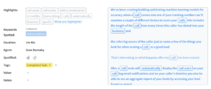 Phone call transcription being analyzed