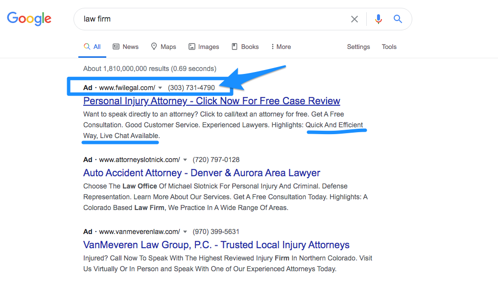 Google ad extension examples