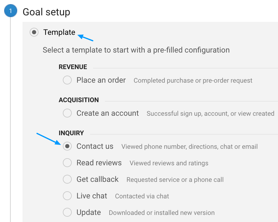 Image of Google Analytics destination goal setup