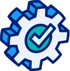 icon of checkmark inside of a cog or gear