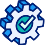 icon of checkmark inside of a cog or gear