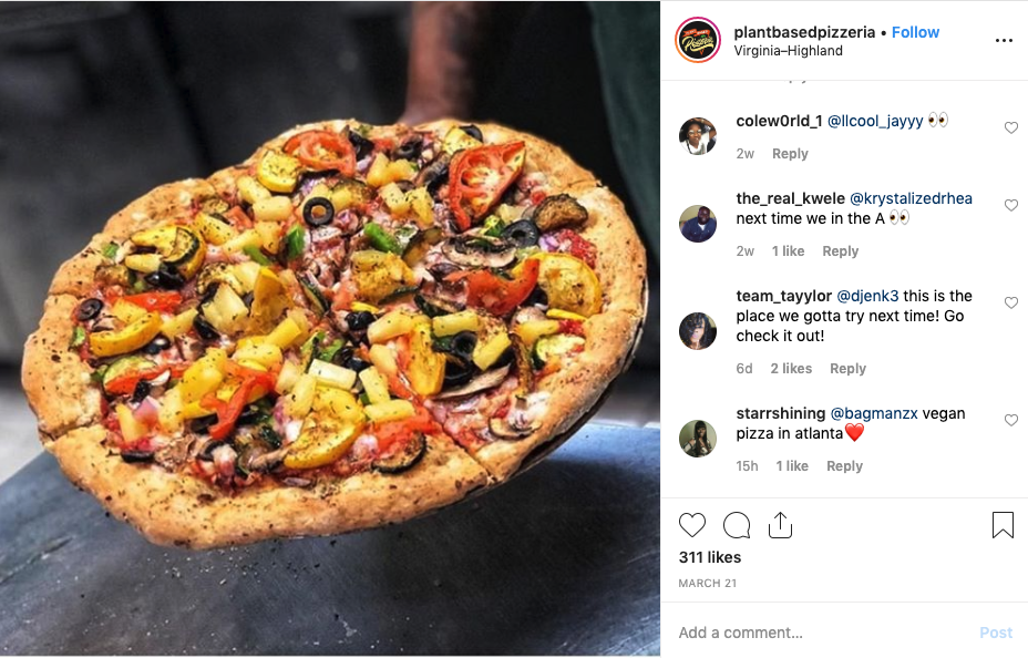 Plant Based Pizzeria on Instagram