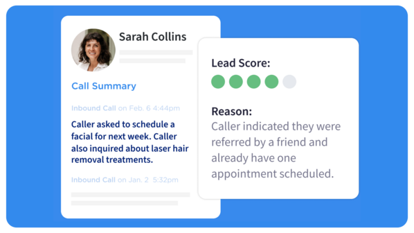 AI summary of a caller's lead score or potential to convert