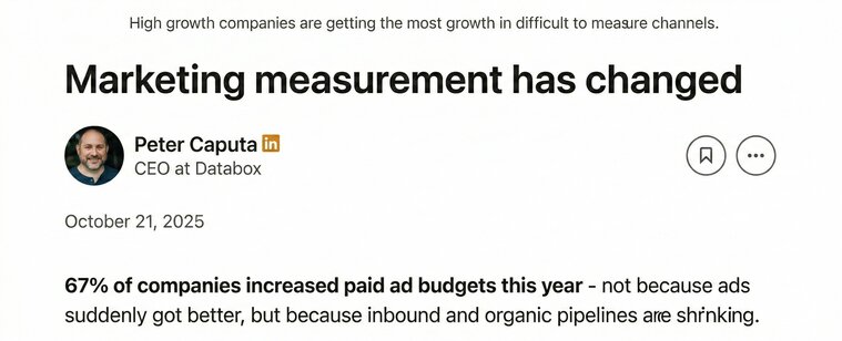 Peter Caputa LinkedIn article with title: Marketing measurement has changed