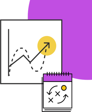 game plan strategy drawn on a whiteboard and on a spiral notebook