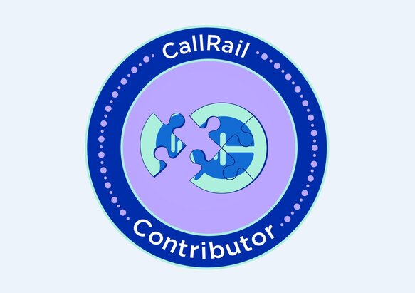 CallRail Contributor badge made up of puzzle pieces and CallRail logo