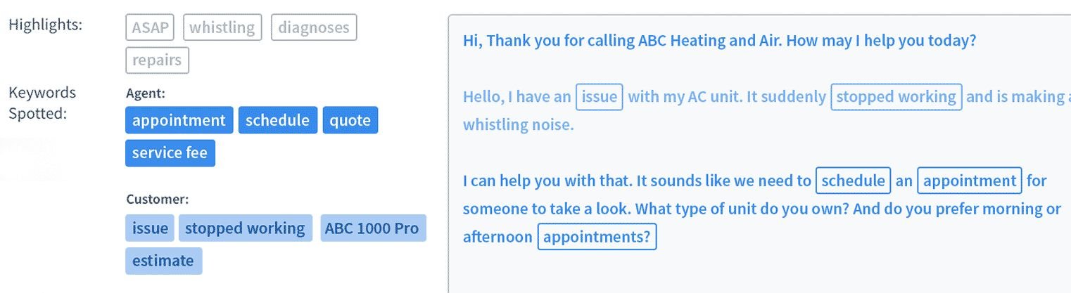 No more scouring transcripts or call recordings. Conversation Intelligence automatically pinpoints and highlights words and phrases that matter to your business.