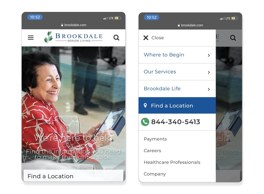 Brookdale's mobile website