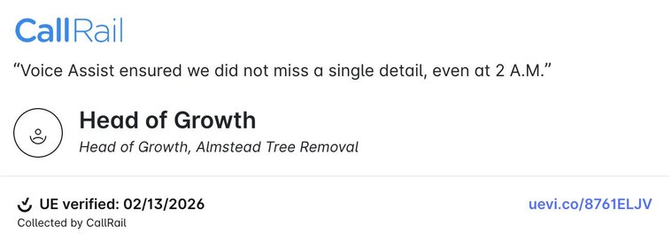 CallRail Voice Assist testimonial "Voice Assist ensured we did not miss a single detail, even at 2 A.M." 