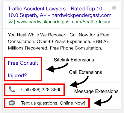 Adwords mobile extensions