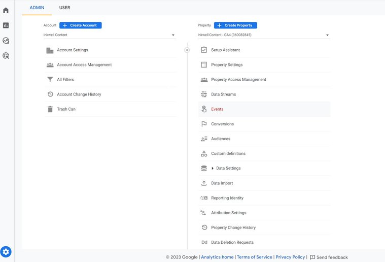 A screenshot of Google Analytics shows where to find the Event settings.