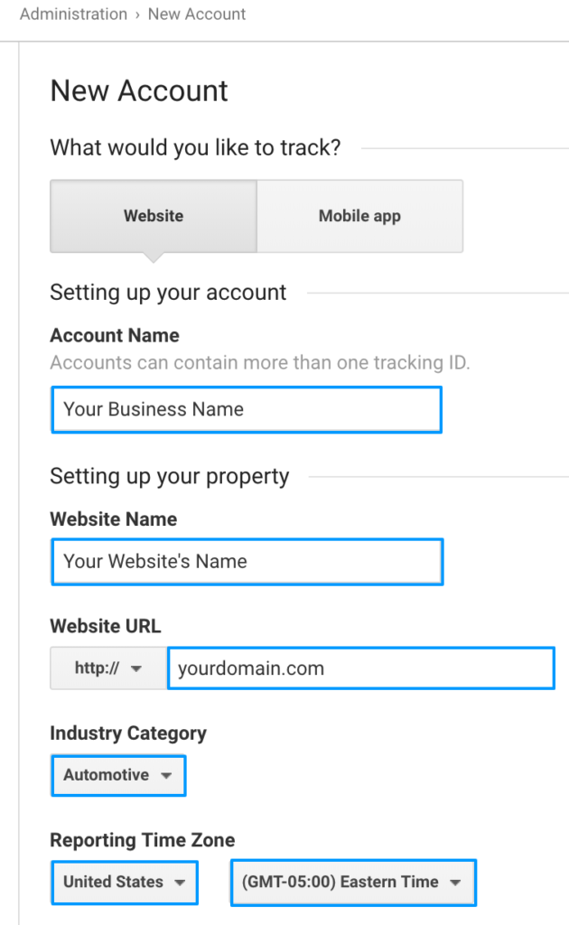 Google Analytics Account Setup