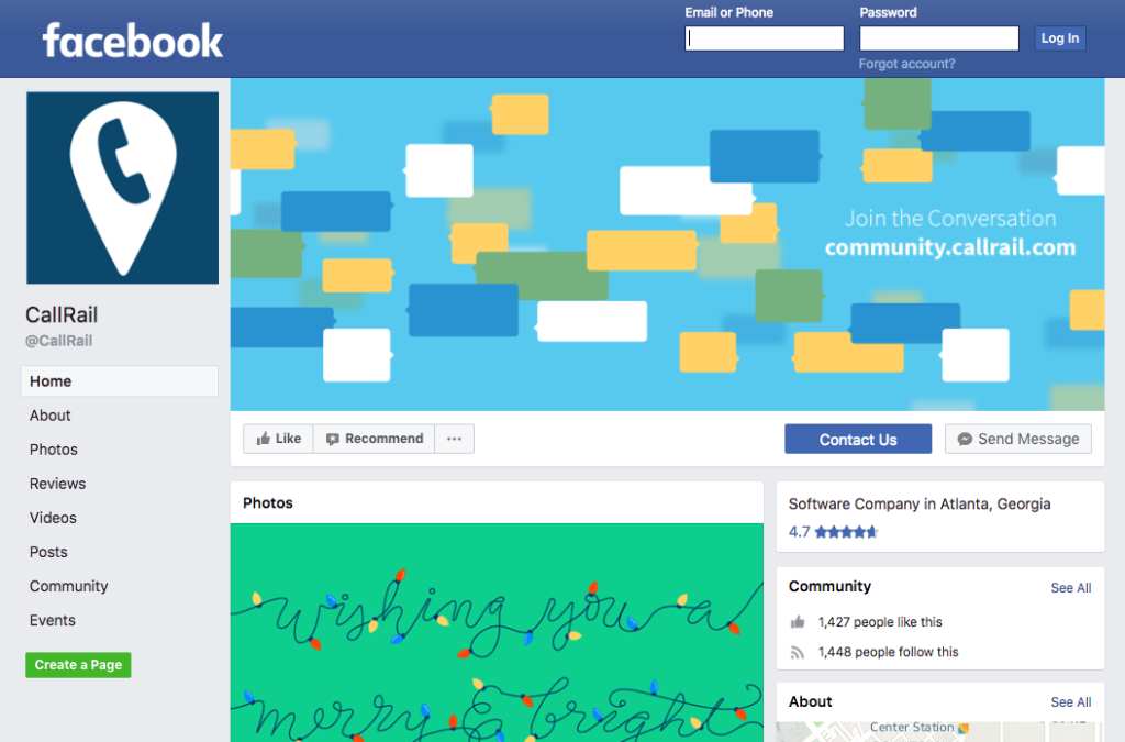 CallRail Facebook Page