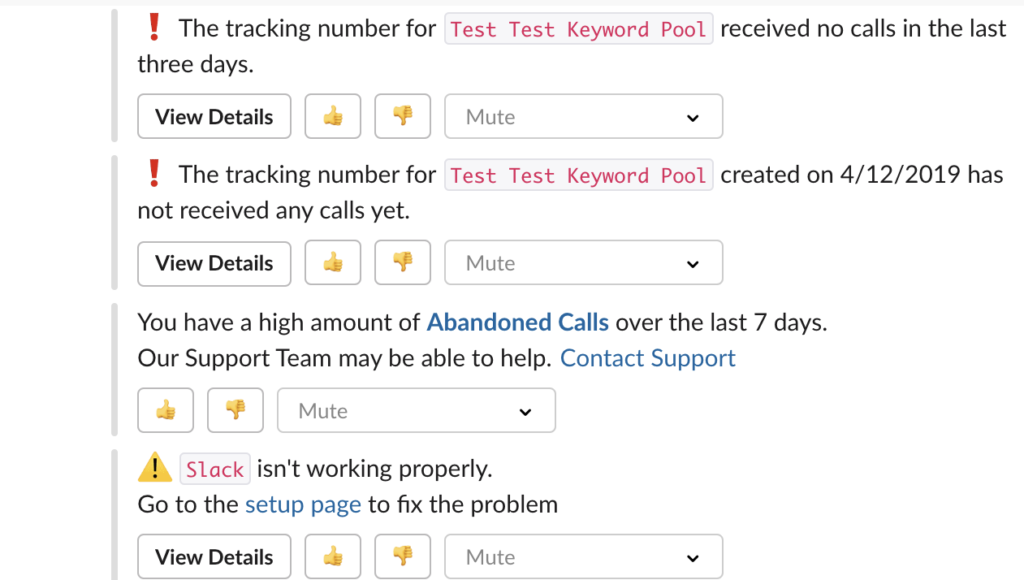 callrail slack anomaly alert