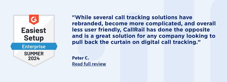 "While several call tracking solutions have rebranded, become more complicated, and overall less user friendly, CallRail has done the opposite and is a great solution for any company looking to pull back the curtain on digital call tracking.”
Peter C.
Read full review