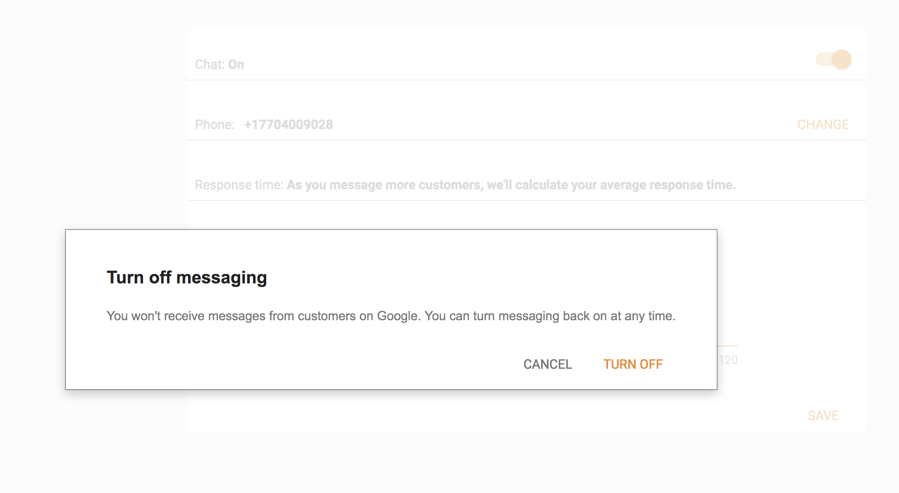 google my business messenger chat or messages?