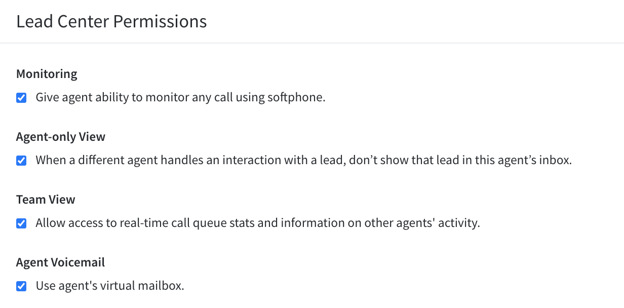 Lead Center Permissions