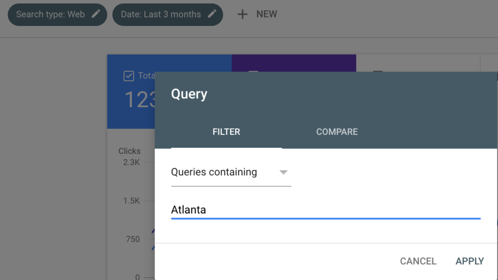 Google Search Console query filter for local search