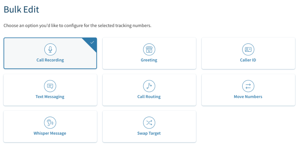 CallRail features to configure with call tracking numbers