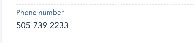 hubspot phone number in contact record