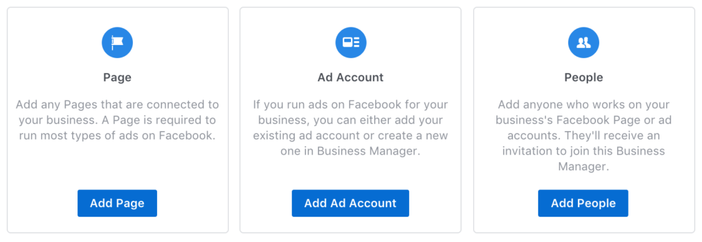 Facebook Business Manager setup screen