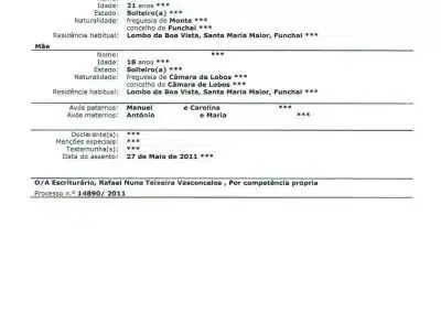 Certificat de naissance portugais
