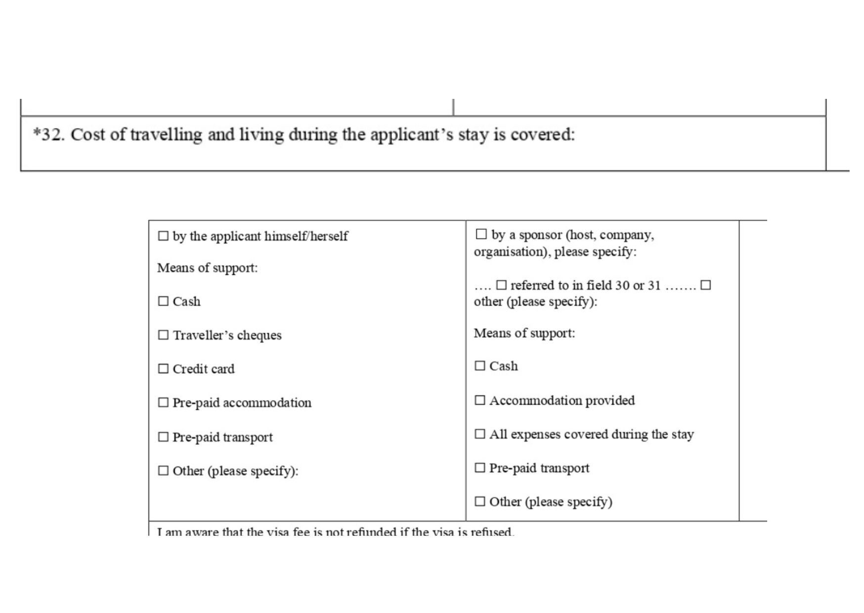 Portuguese visa application form step 10