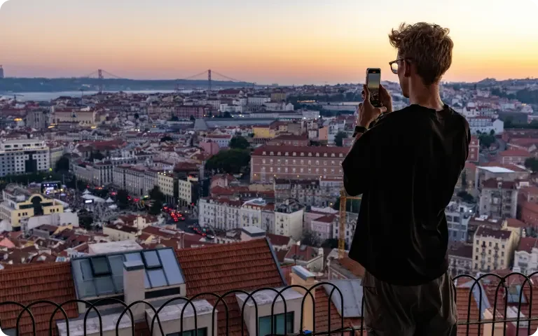 Tirando uma foto de Lisboa