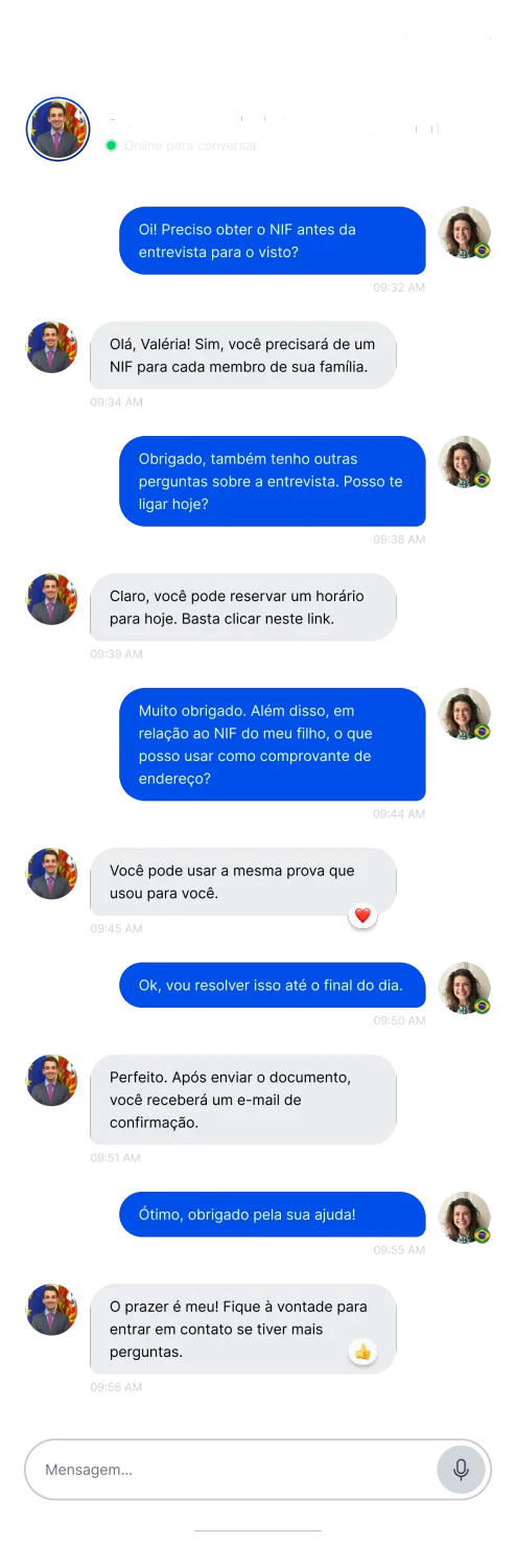 Conversa de suporte 