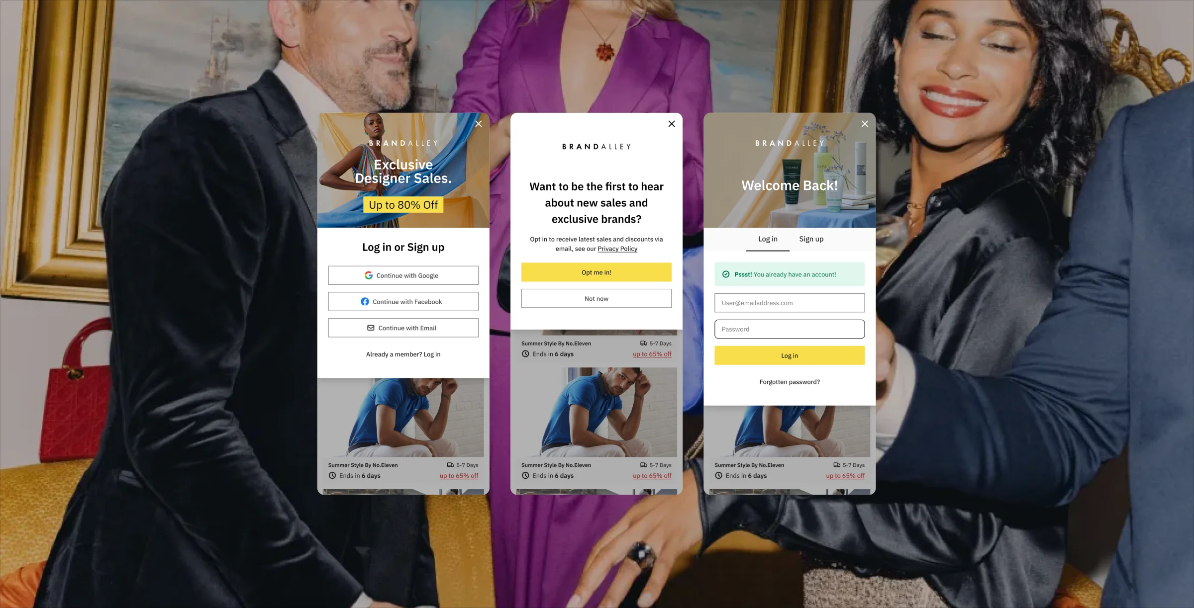 BrandAlley signup and authentication page