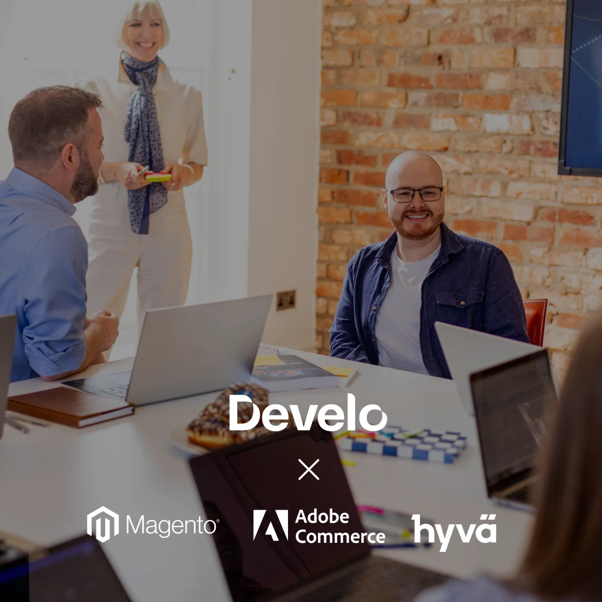 Develo team collaborating on Magento, Adobe Commerce, and Hyvä ecommerce projects