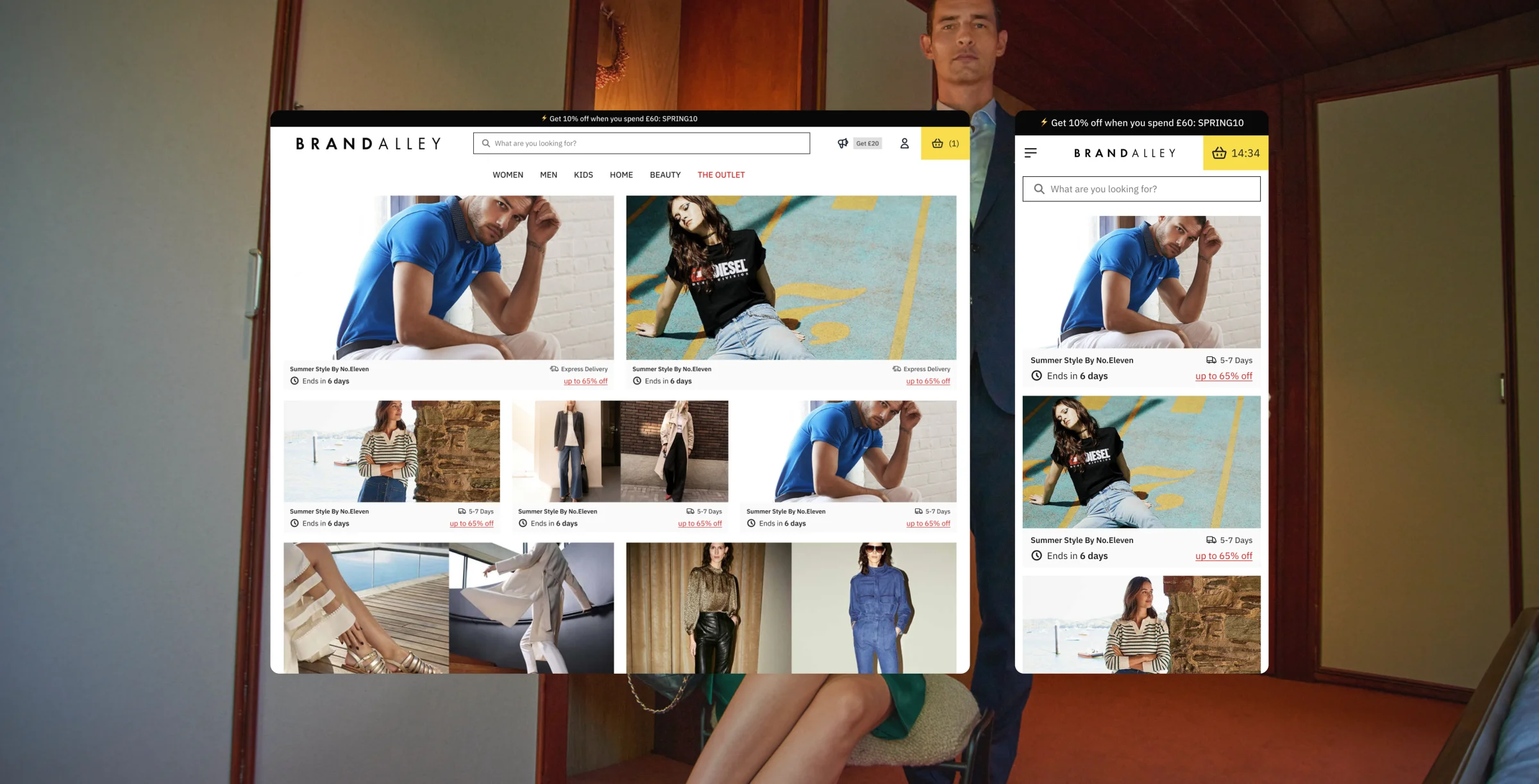 BrandAlley performance optimization showcasing mobile and desktop product browsing experience