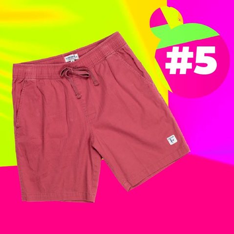 Red Twill Stretch Shorts