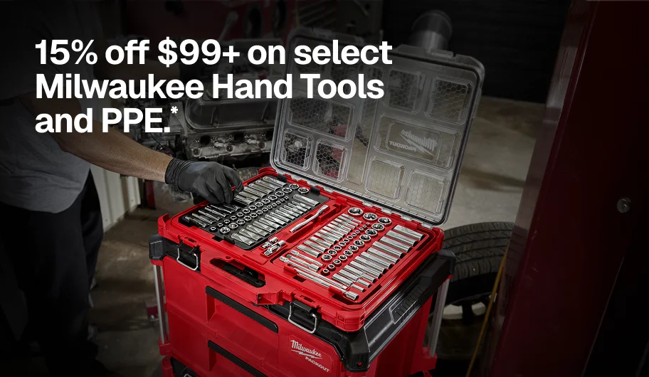 15% off $99+ on select Milwaukee Hand Tools and PPE.* 