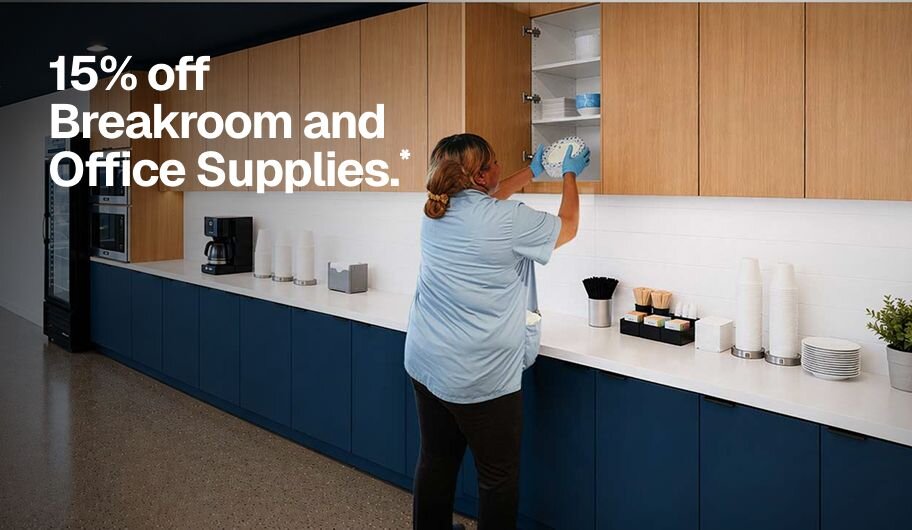 15% off Breakroom and Office Supplies.*