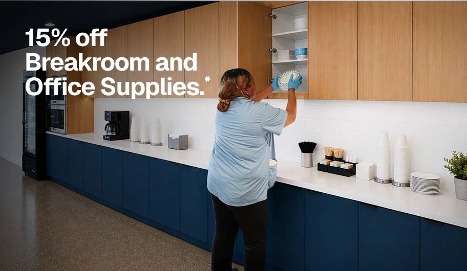15% off Breakroom and Office Supplies.*