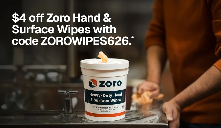 $4 off Zoro Heavy-Duty Hand & Surface Wipes.*