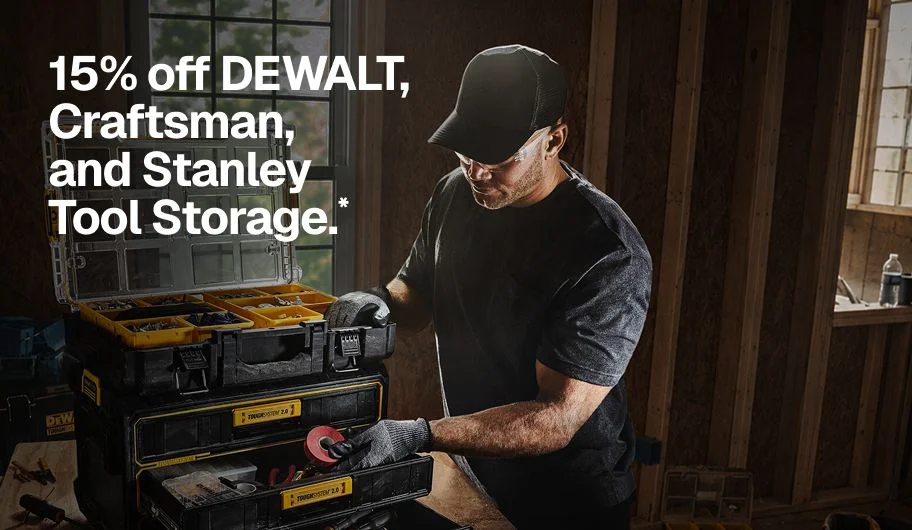 15% off DEWALT, Craftsman, and Stanley Tool Storage.*