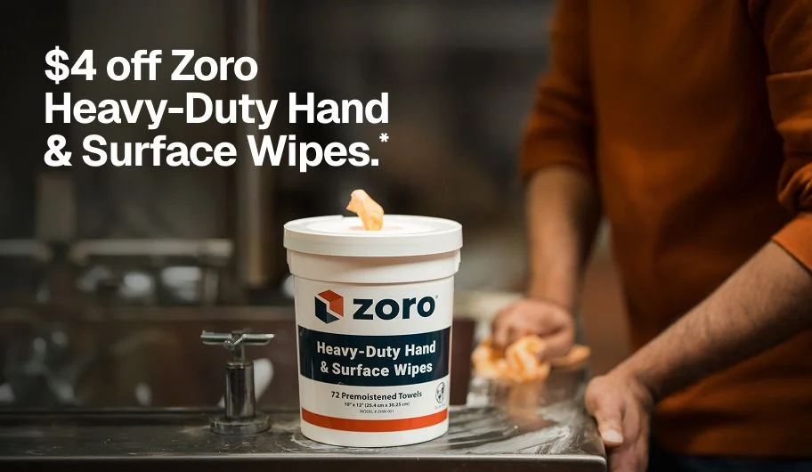 $4 off Zoro Heavy-Duty Hand & Surface Wipes.*