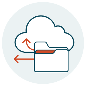 Protect Your Electronics and Back Up Your Data: icon showing a file folder with arrows pointing to a cloud