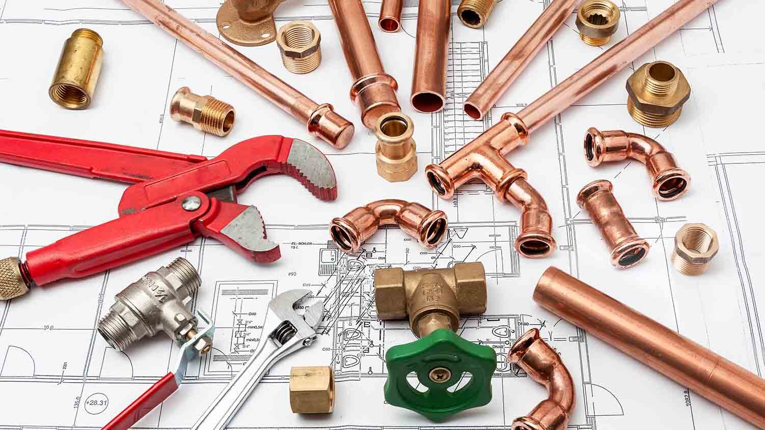 Pipes on a blue print image