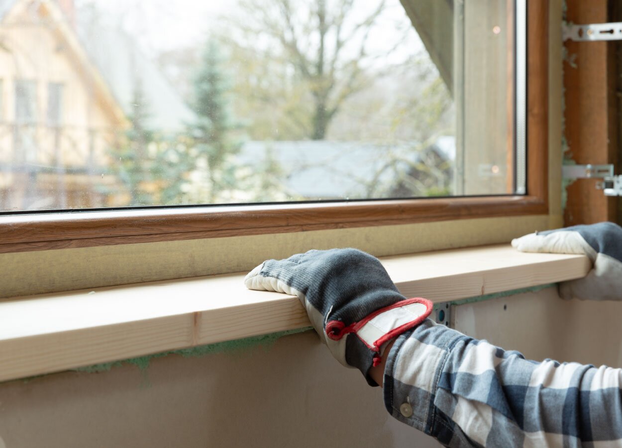 Installed window on a jobsite image