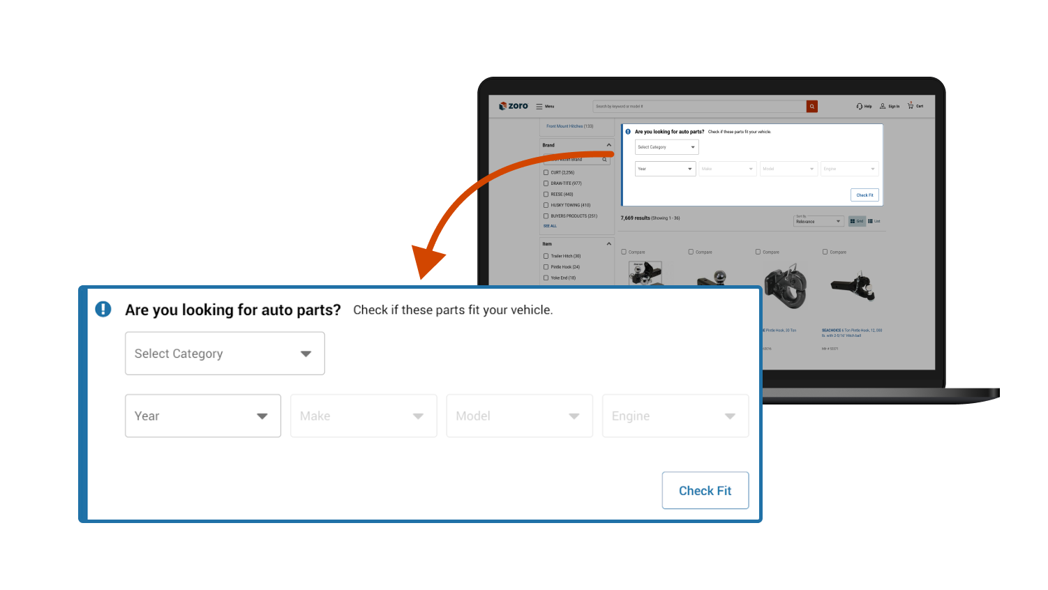 Vehicle Part Selector on Zoro.com