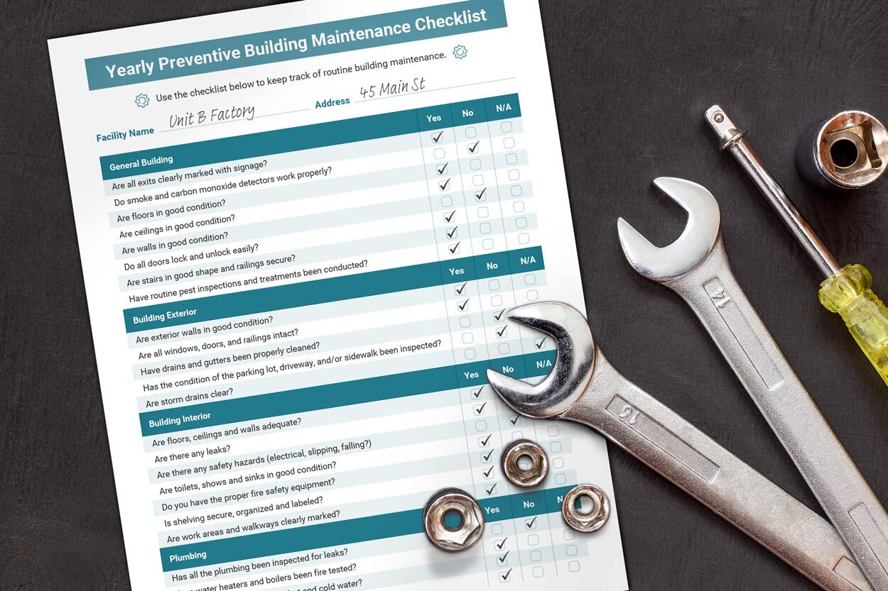 Building maintenance checklist graphic