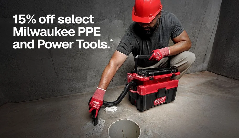 15% off select Milwaukee PPE and Power Tools.*
