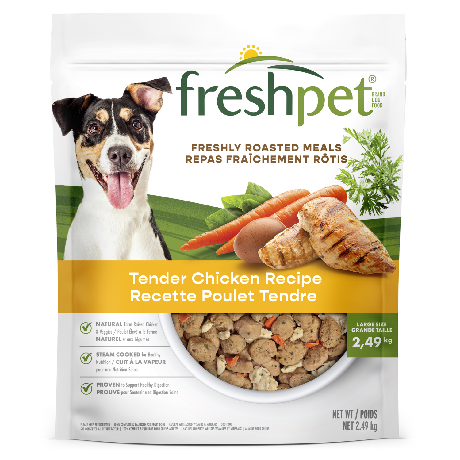 Front package image of roasted meals® tender chicken recipe with garden vegetables