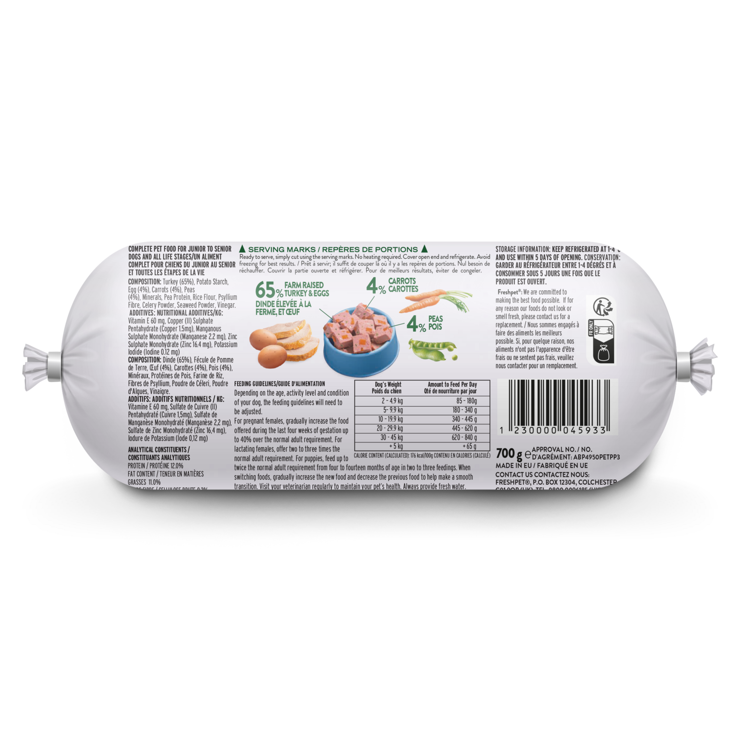 Back package image of Freshpet® Junior to Senior All Life Stages Recipe